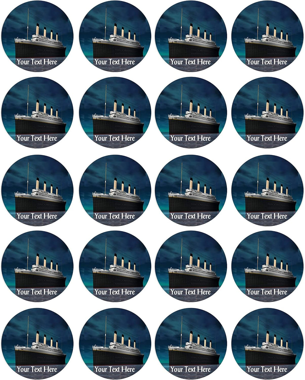 Titanic ship (Nr1) - Edible Cupcake Toppers - 1.8" cupcake (20 pieces/sheet)