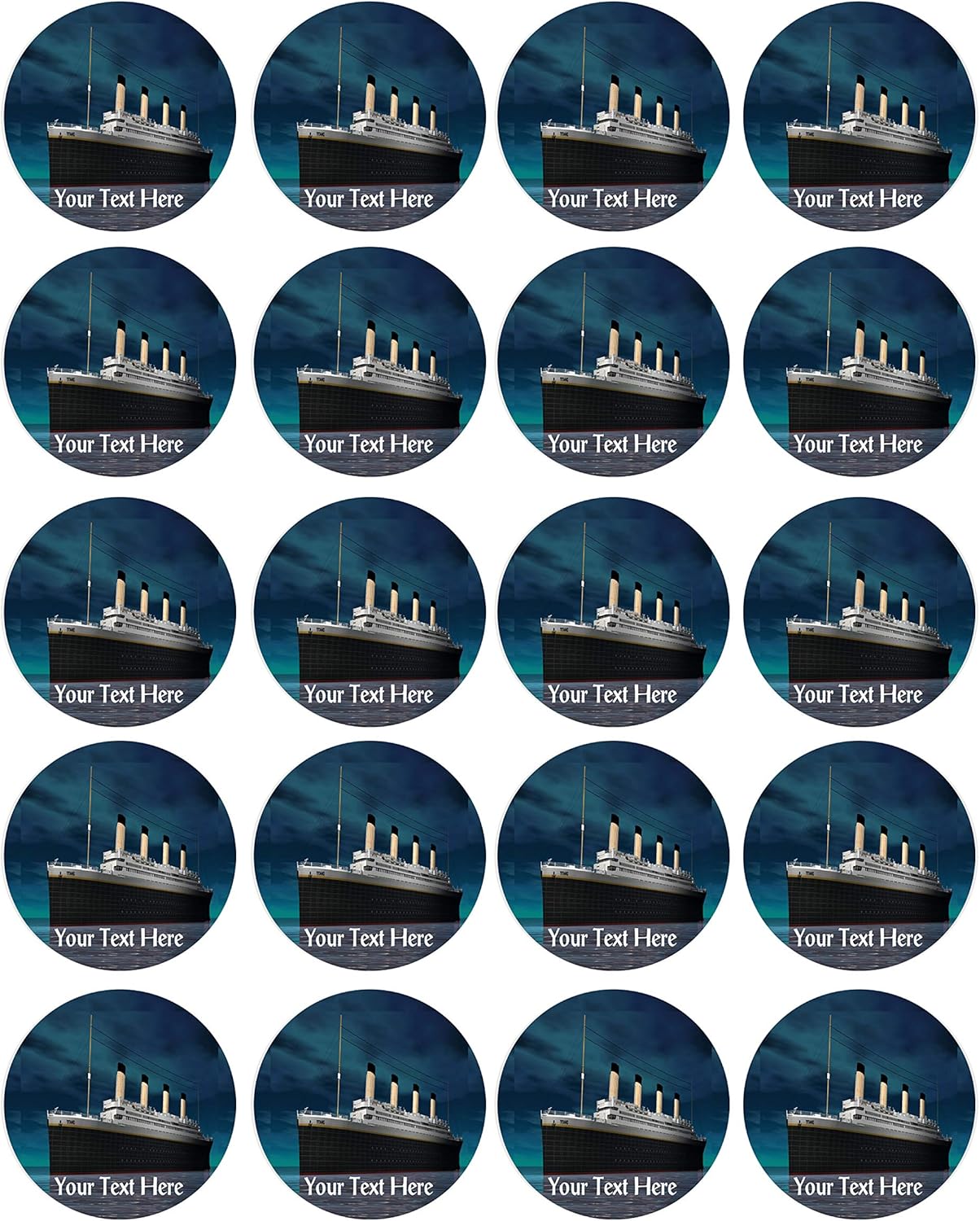 Titanic ship (Nr1) - Edible Cupcake Toppers - 1.8" cupcake (20 pieces/sheet)