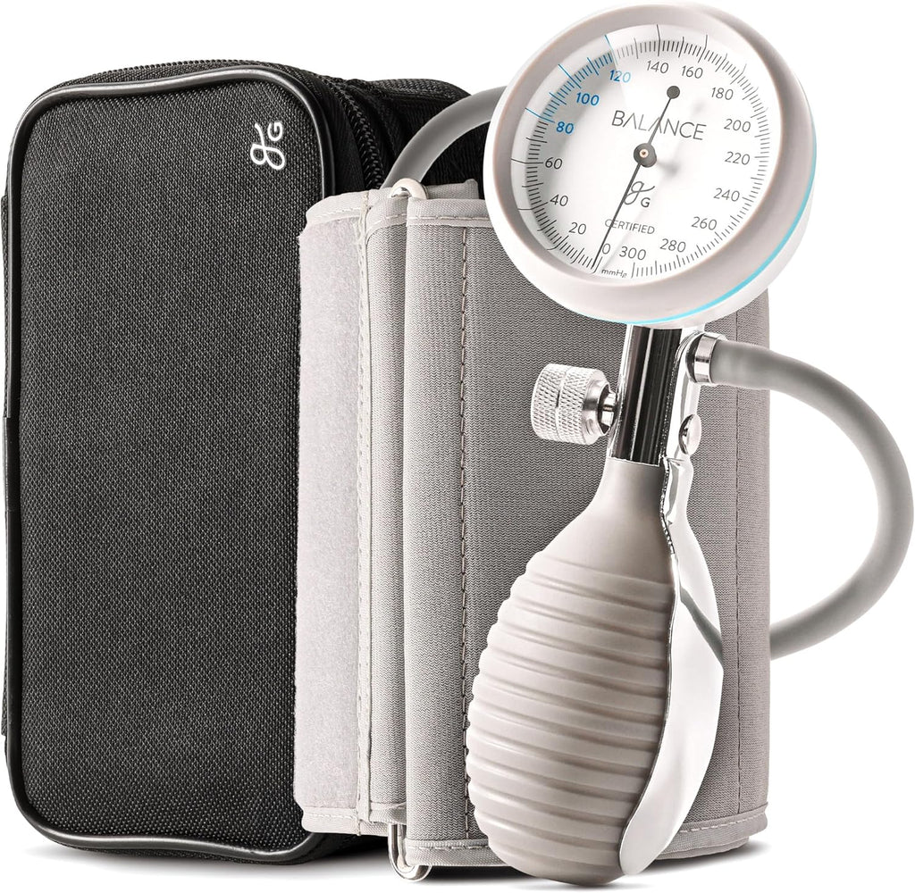 Greater Goods Sphygmomanometer, Latex-Free Manual Blood Pressure Cuff, Home Use, Elderly Care with Carrying Case, Cloud Gray