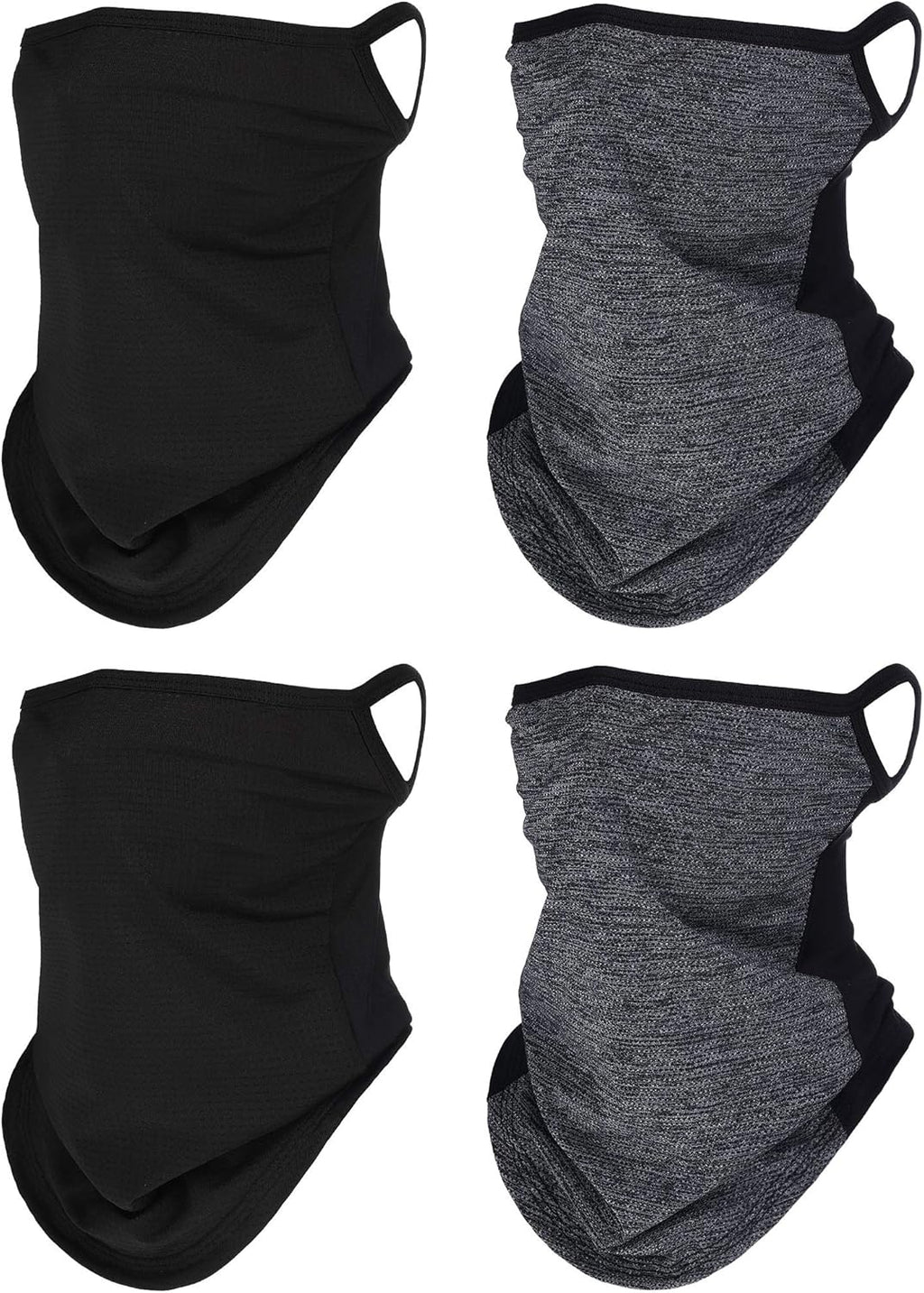 SATINIOR 4 Pcs Neck Gaiter with Ear Loops Neck Covers Bandana Cloth Face Gaiter Mask for Men Women Winter Non Slip Headwear