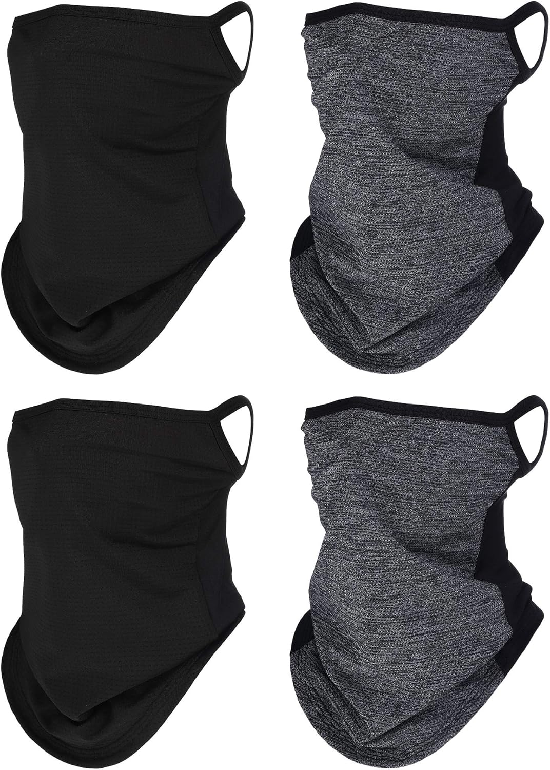 SATINIOR 4 Pcs Neck Gaiter with Ear Loops Neck Covers Bandana Cloth Face Gaiter Mask for Men Women Winter Non Slip Headwear