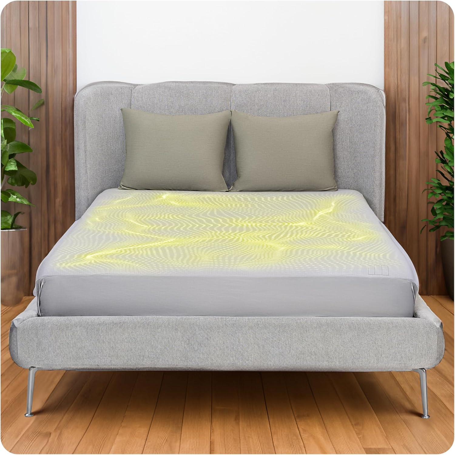 Grounding Sheets Queen Size - Grey Earthing Sheets for Natural Sleep Enhancer - 90% Organic Cotton + 10% Pure Silver Fiber Fitted Grounding Bed Sheets with Grounding Cord for Cozy Night