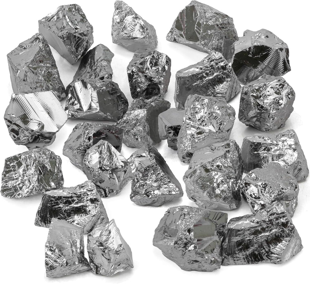 100g (1-3 Stones) Terahertz Raw Stone Bulk Gemstones Crystals – Natural Irregular Rough Quartz Minerals, Lot Healing Stones, Collections Origin Crystal Home Decor Gift, Metallic Gray, Approx 40–50mm