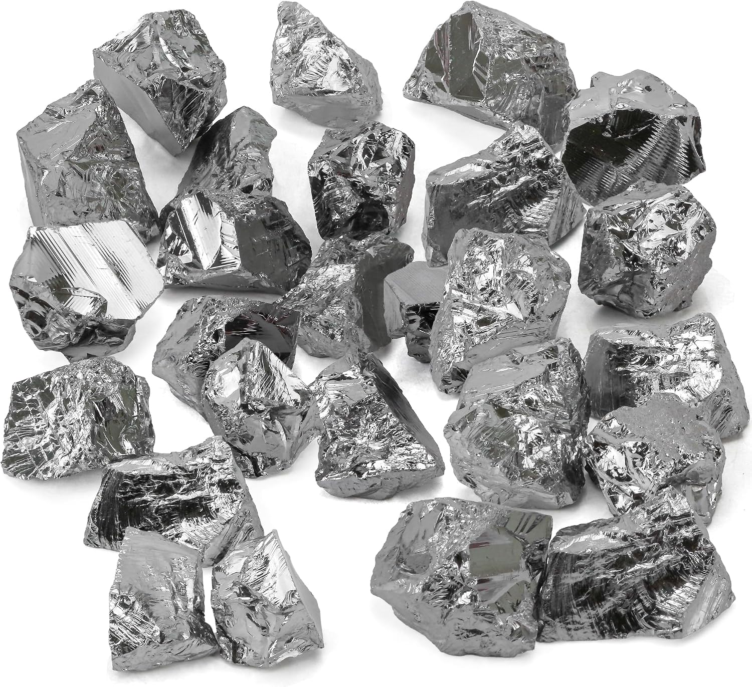 100g (1-3 Stones) Terahertz Raw Stone Bulk Gemstones Crystals – Natural Irregular Rough Quartz Minerals, Lot Healing Stones, Collections Origin Crystal Home Decor Gift, Metallic Gray, Approx 40–50mm