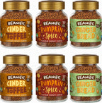 Beanies Autumn Flavoured Instant Coffee Variety Pack 300g (6 x 50g Jars) – Includes Cinder Toffee, Gingerbread & Pumpkin Spice, Sugar Free, Low Calorie, Vegan & Gluten Free, Freeze-Dried Coffee