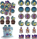 48Pcs Edible Eid Mubarak Cupcake Toppers Wafer Paper Moon Star Ramadan Kareem Cupcake Toppers for Eid Islamic Muslim Party Cake Decorations Supplies