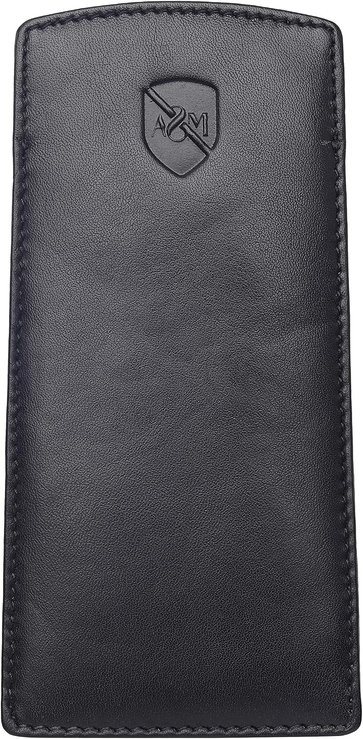 ALLEN & MATE 100% Leather Slim Glasses Case for Reading and Computer Glasses for Men & Women