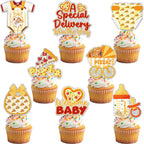 24Pcs Pizza Baby Shower Cupcake Toppers - Glitter Special Delivery Pizza Baby Shower Party Decorations for Birthday Cake Décor