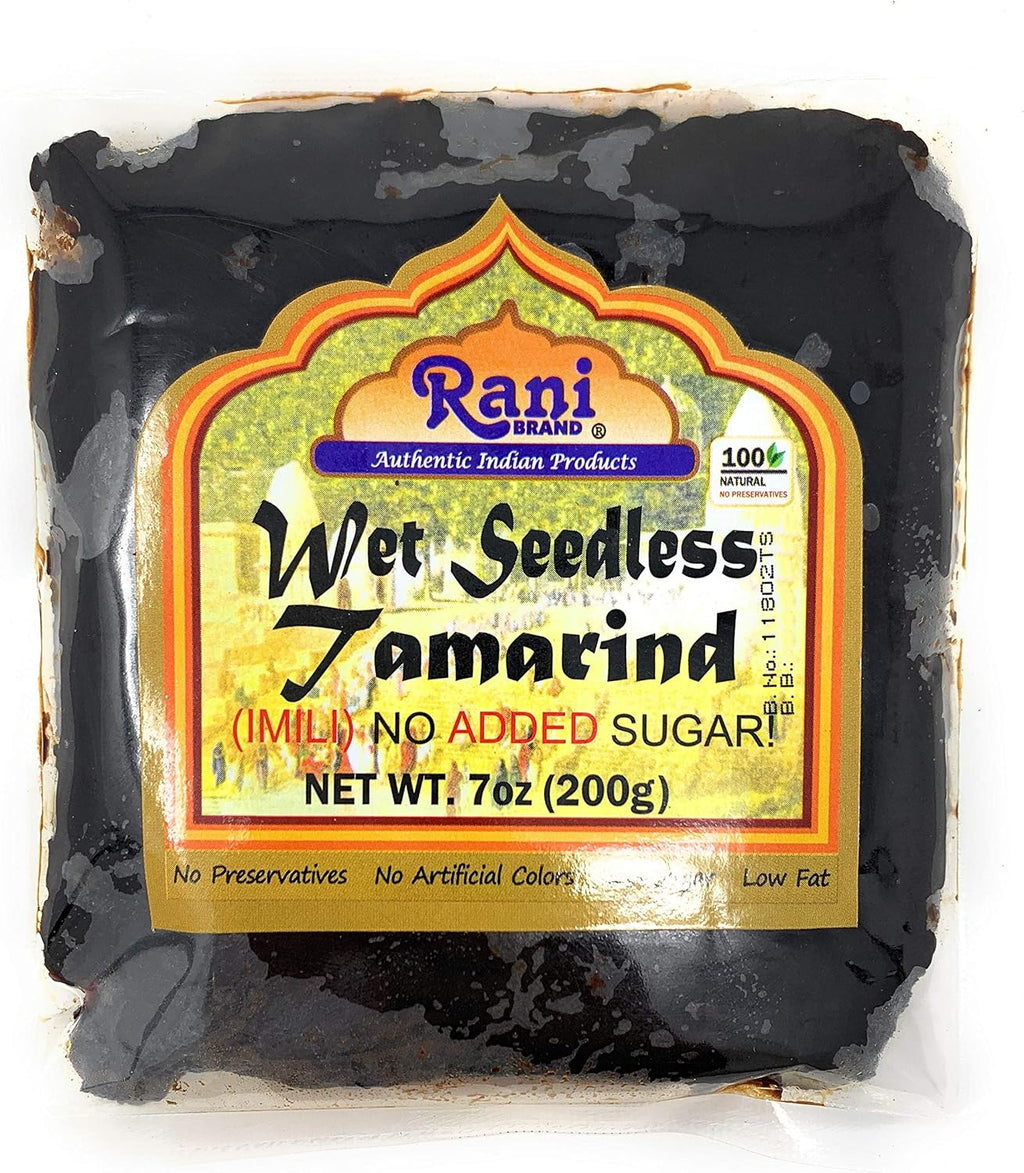 Rani Tamarind, Wet Seedless Block/Slab (Imli) 7oz (200g) ~ All Natural | No added sugar | Vegan | Gluten Free | NON-GMO | Kosher | Indian Origin