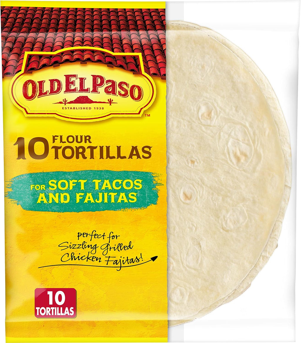 Old El Paso Flour Tortillas for Soft Tacos and Fajitas, Meal Prep, 10 Ct, 8.2 oz