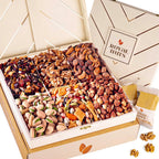 Royal Nuts Gift Basket – Gourmet Mixed & Assorted Nuts in Reusable Wooden Crate | Deluxe Holiday Food & Nut Gift Box for Dad, Grandpa, Adults & Family - Kosher, Healthy Gift Baskets