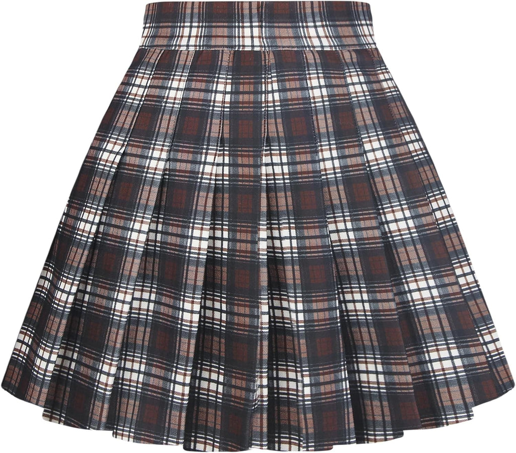 Dressever Women's Pleated Skirts Mini Skater Basic Skirt High Waist Tennis Skirt School Uniform Cheerleader Skirts