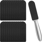 Foot File - Stainless Steel Pumice Stone Foot Rasp File with 20 Replacement Pads - Dual Grit Feet Scrubber Callus Remover for Hard Skin Care Cracked Skin Corns Callus Remover