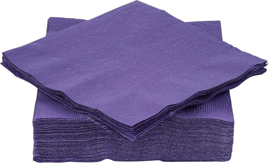 Big Party Pack 40 Count Purple Dinner Napkins Tableware- Ideal for Wedding, Party, Birthday, Dinner, Lunch, Cocktails. (7” x 7”)