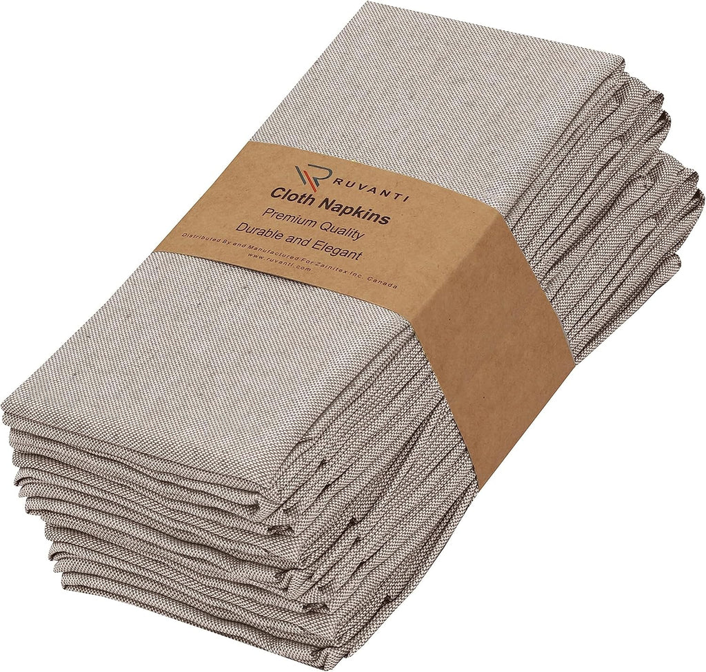 Ruvanti Cloth Napkins Set of 12, 18x18 Reusable Napkins Cloth Washable, Soft & Durable Table Napkin, Poly Cotton Fabric Dinner Napkins for Parties, Christmas, Thanksgiving, Weddings - Thunder