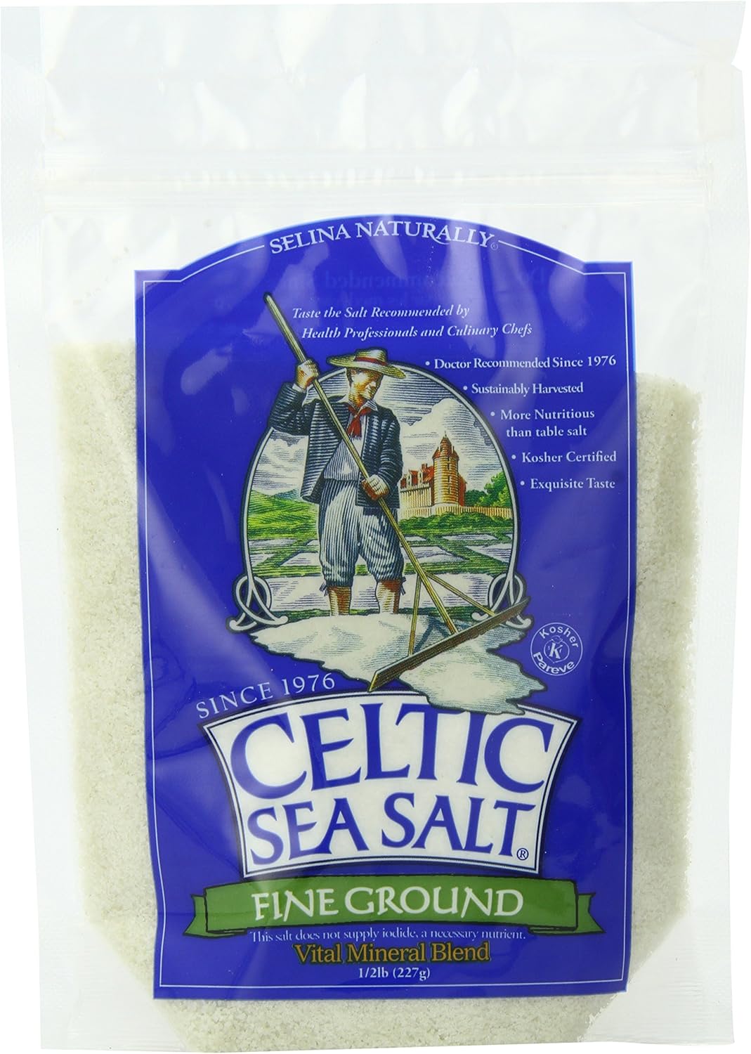 Celtic Sea Salt®, Fine Ground, 8 Ounce Resealable Bag, PACK OF 6