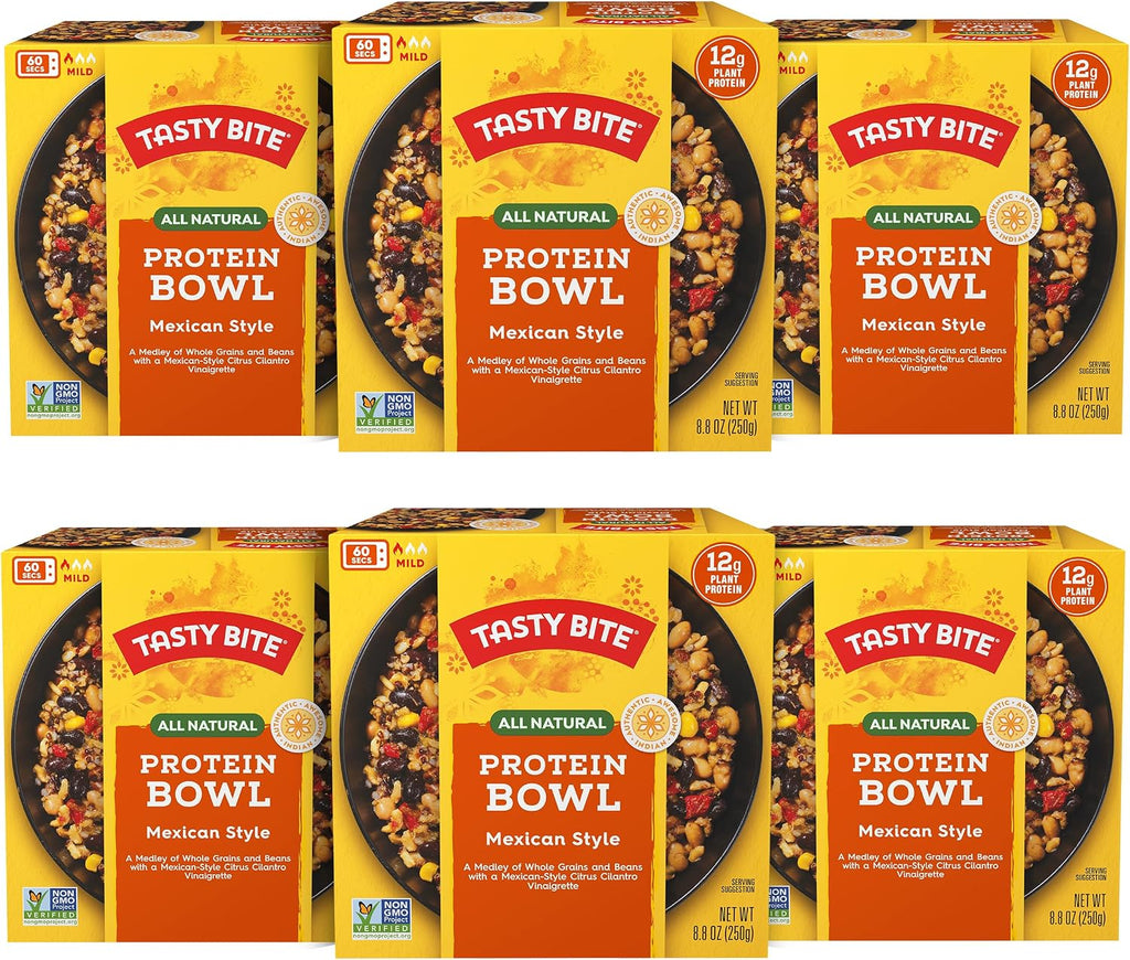 Tasty Bite Mexican Protein Bowl, 8.8 Ounce, Pack of 6, Ready to Eat, Microwaveable, Vegan, 12g Plant Protein, Tangy Citrus