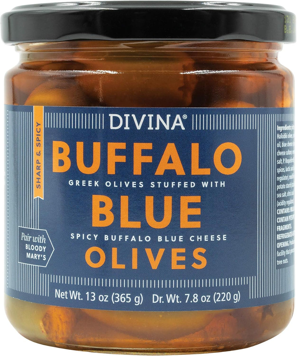 DIVINA Spicy Buffalo Blue-Cheese-Stuffed Greek Olives, 13 Ounce