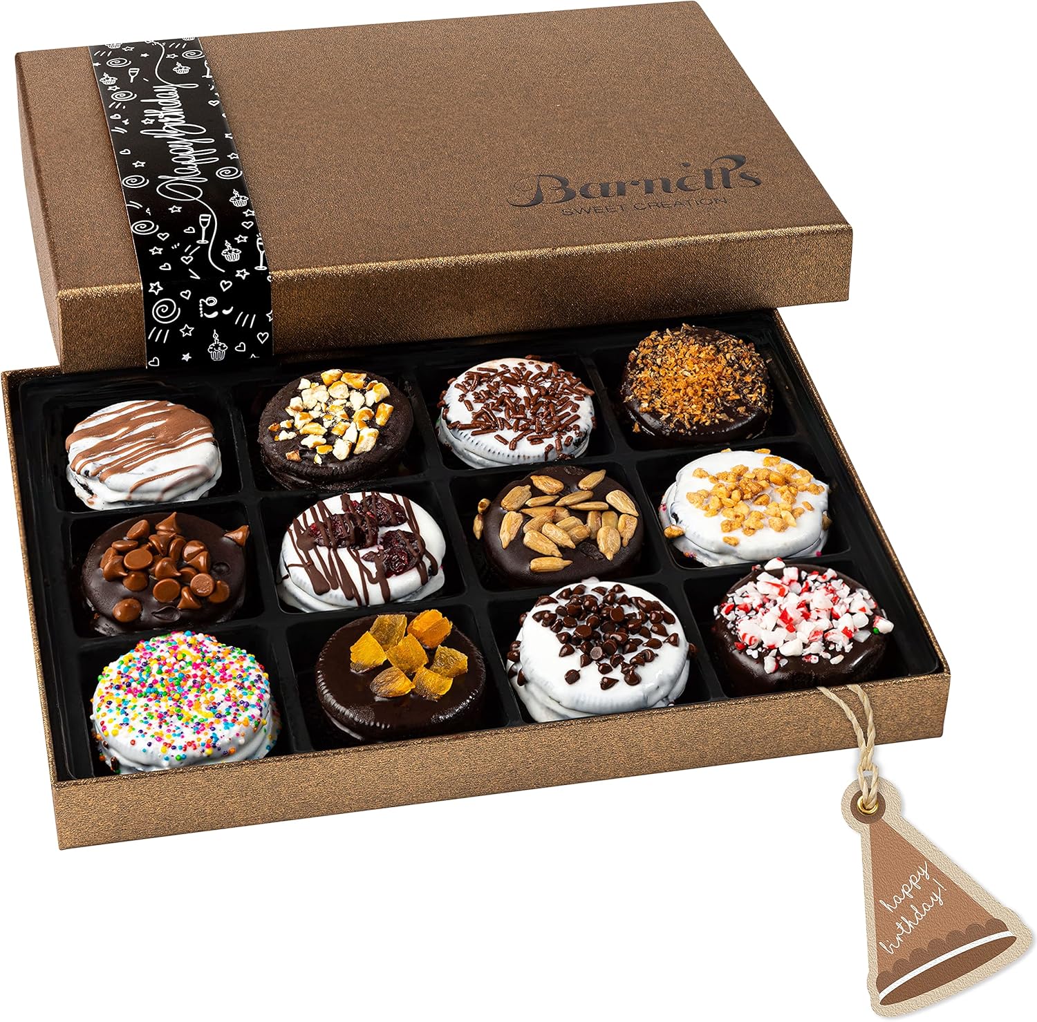 Barnetts Happy Birthday Gifts Chocolate Cookies Basket for Women, Prime for Mom, Wife, Aunt, Grandma, Niece, Daughter, Sister, Best Friend