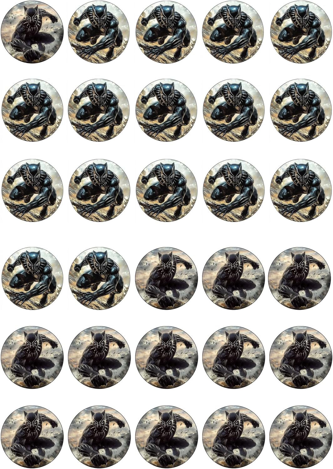 30 x Edible Cupcake Toppers – Jungle Warrior Panther l Team Themed Collection of Edible Cake Decorations | Uncut Edible on Wafer Sheet