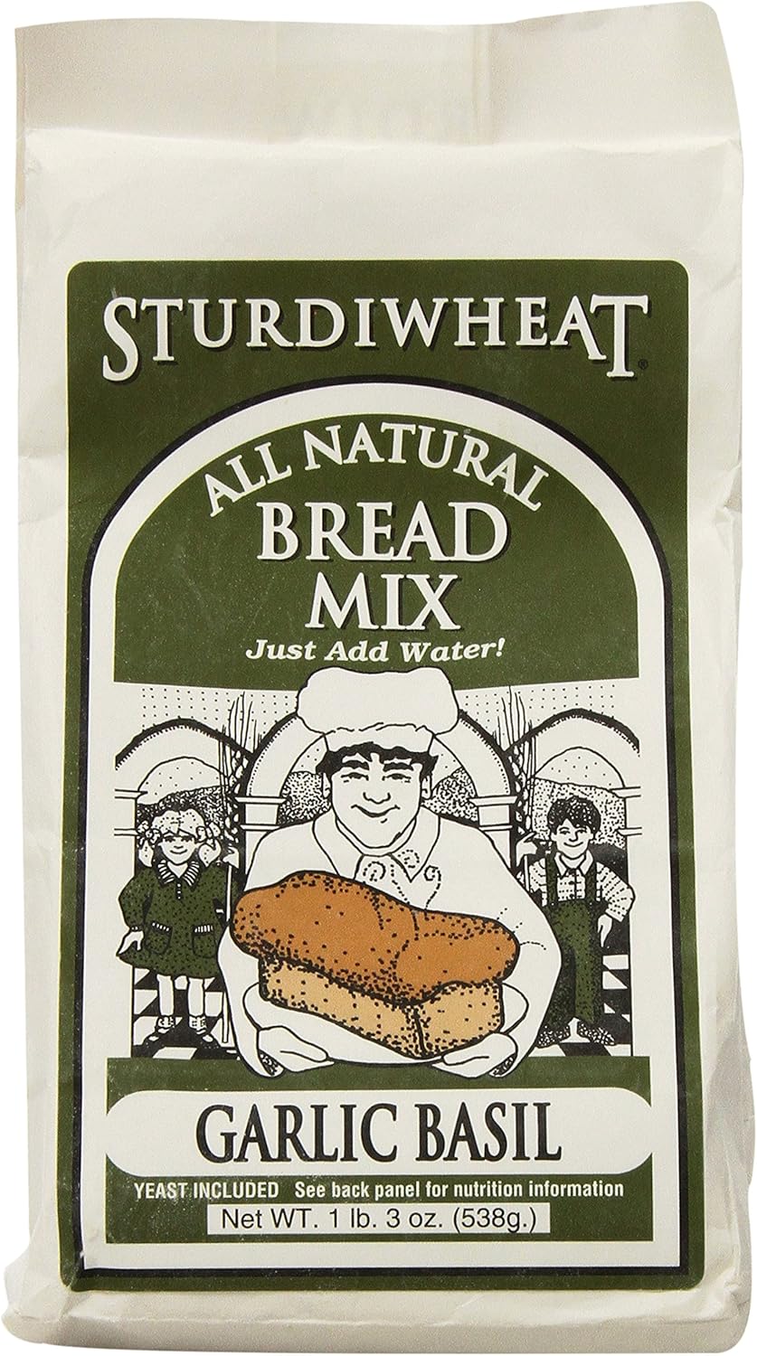 Sturdiwheat All Natural Bread Mix, Garlic Basil, 1lb Package (Pack of 4)