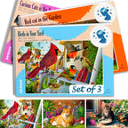 QUOKKA 13 Piece Dementia Activities for Adults - 3 Set Dementia Puzzles for Elderly - Large Piece Gifts Products for Seniors - Alzheimers Jigsaw Puzzle Games for Adults with Birds and Cats