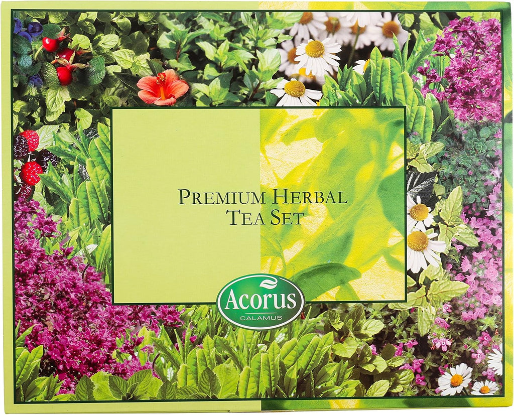 ACORUS Premium Tea Set - Natural Herbal Tea Variety Pack, Gift Set of 6 Different Teas, 60 Bags Individually Wrapped, Herbal Sampler Box