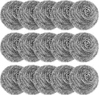 15 Pack Steel Wool Scrubber, Metal Kitchen Scrubbing Sponges, Dishwashing Scouring Pads Heavy Duty, Premium Stainless Steel Scrubbers for Cleaning Dishes Pots and Pans Bathroom Oven (Sliver) by VOPTON