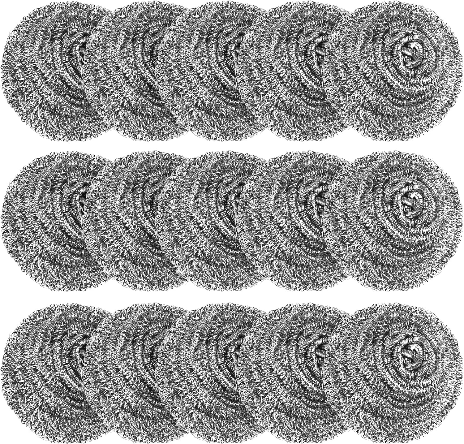 15 Pack Steel Wool Scrubber, Metal Kitchen Scrubbing Sponges, Dishwashing Scouring Pads Heavy Duty, Premium Stainless Steel Scrubbers for Cleaning Dishes Pots and Pans Bathroom Oven (Sliver) by VOPTON