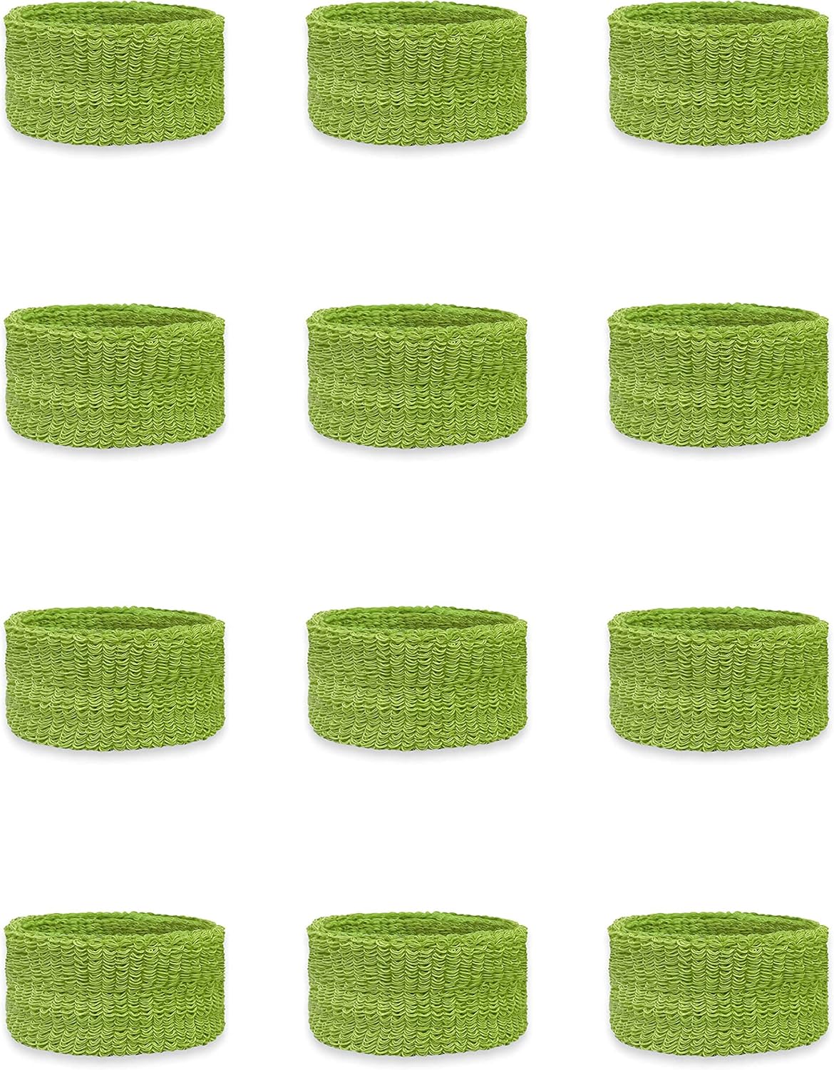 Couver Kids 1-Inch Slim Sweatbands 12 Pieces Bulk Pack - Cotton Terry Cloth Wristband for School, Church, YMCA Activities or evens