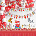 "Tom & Jery Theme Birthday Party Supplies – Cartoon Character – Complete Birthday Decoration Set with Banner, Cake Topper, Cupcake Toppers and Party Accessories for Boys & Girls"