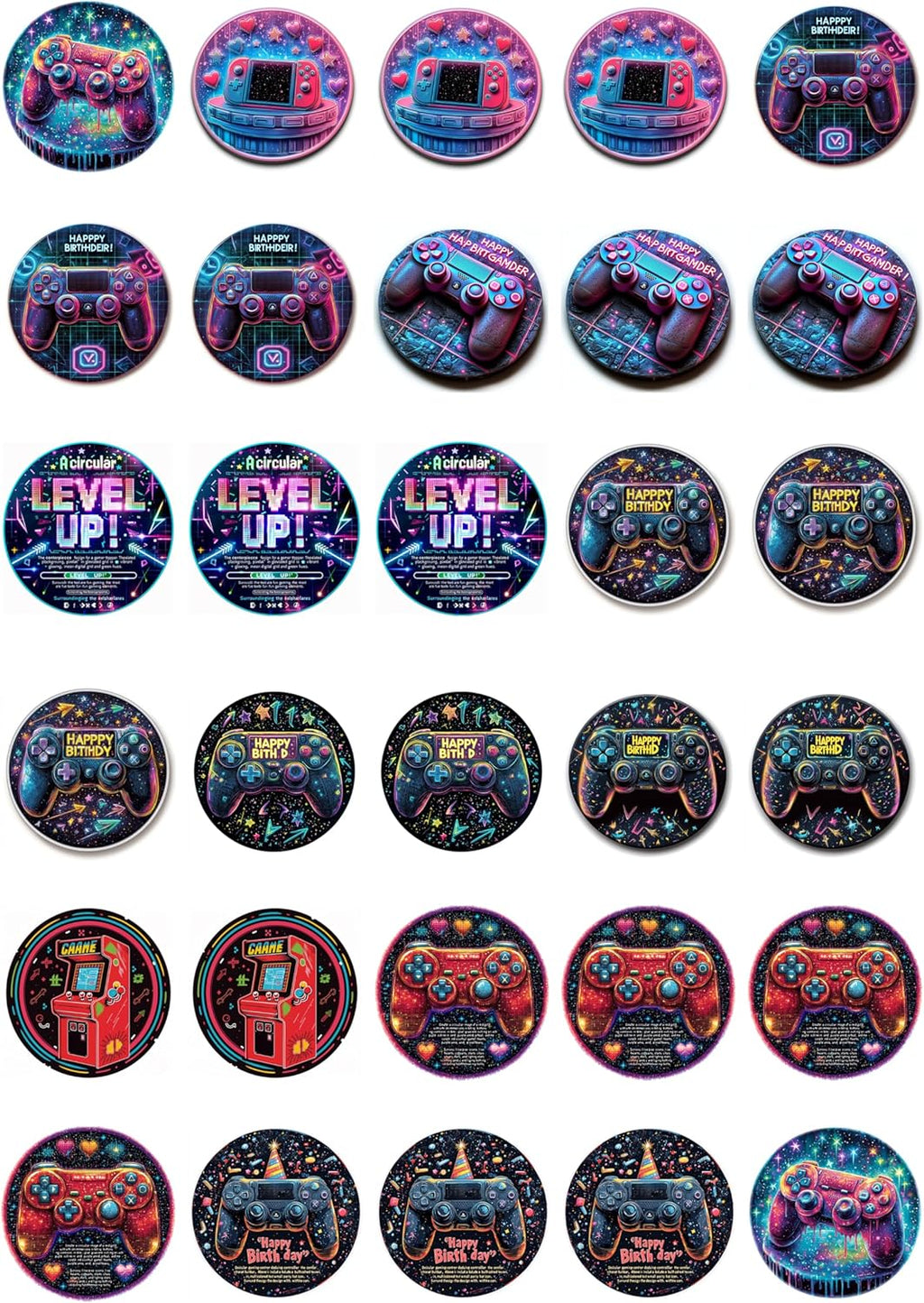 30 x Edible Cupcake Toppers – Video Game Themed Collection of Edible Cake Decorations | Uncut Edible on Wafer Sheet