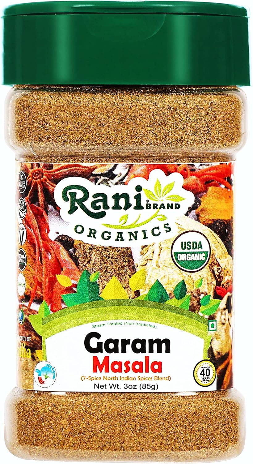 Rani Organic Garam Masala (7-Spice North Indian Spices Blend) 3oz (85g) PET Jar ~ All Natural | Salt-Free | Vegan | Gluten Friendly | NON-GMO | Indian Origin | USDA Certified Organic