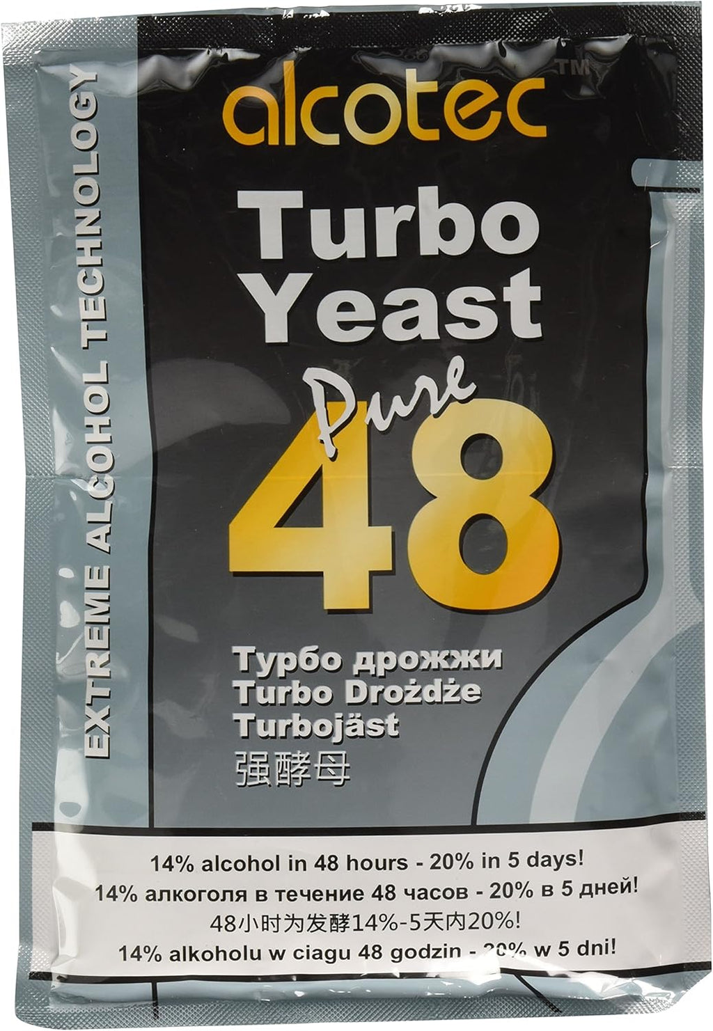 Alcotec 48 Hour Turbo Yeast | Brewers Yeast Powder| Wine Yeast for Wine Making | Instant Dry Yeast | nutritional yeast | 135g (4 Packs)