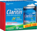 Claritin 24 Hour Allergy Medicine, Non-Drowsy Prescription Strength Allergy Relief, Loratadine Antihistamine Tablets, 70 Count