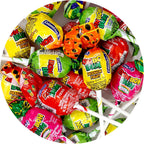Bon Bon Bum Assorted Flavors Candy Lollipops, 1 Pound Bulk Candy (Approx. 22 pcs.), Individually Wrapped Lollipops with Bubble Gum Center, The Hampton Popcorn & Candy Company