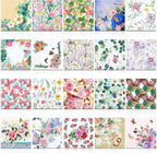 Crtiin 20 Pack Decoupage Napkins Floral Napkins Flower Cocktail Paper Decorative Toilet for Valentine's Day Birthday Party Beautiful Gorgeous, 20 Styles Each 6.5 Inches(Style 1)
