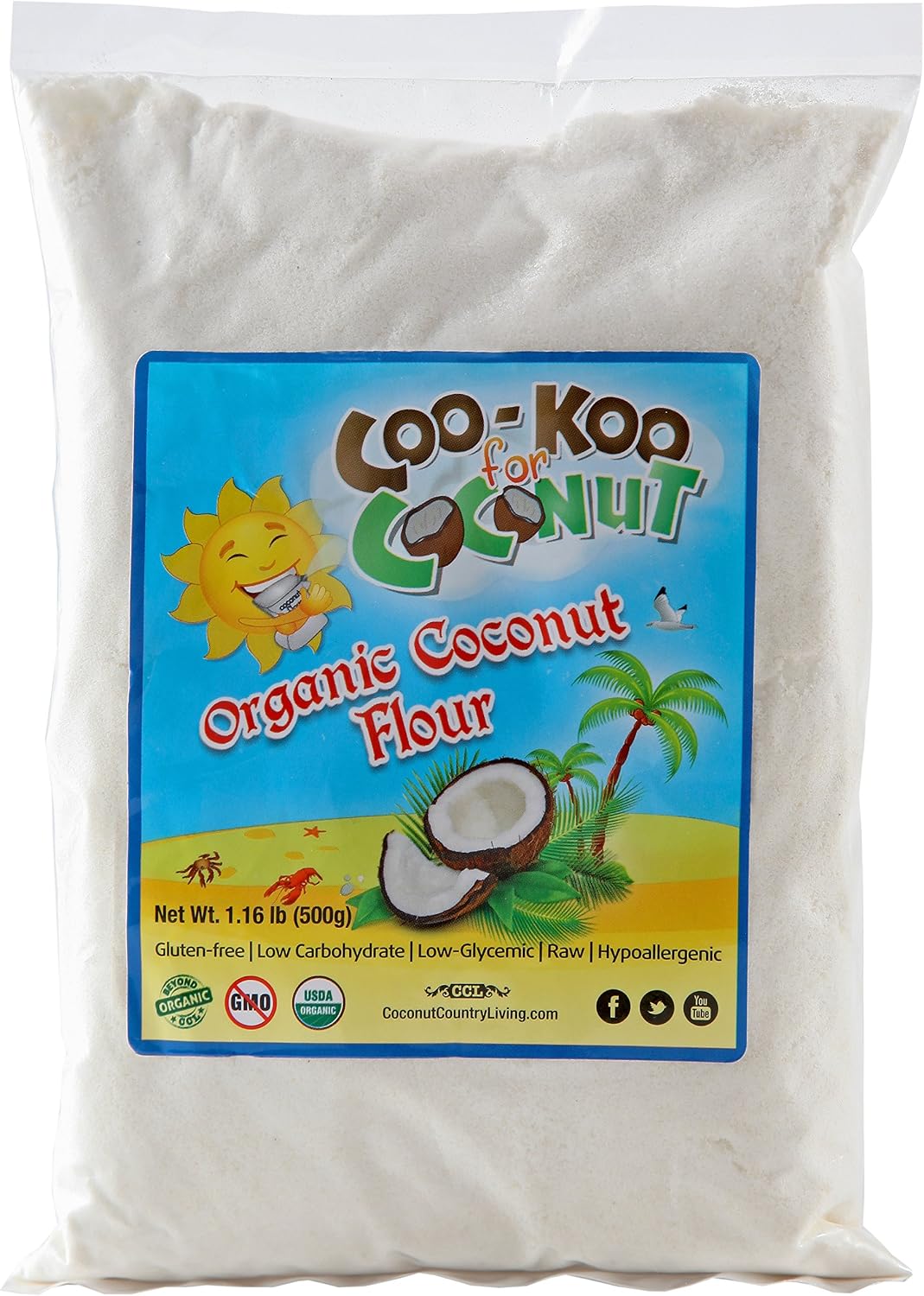 Coconut Flour Organic 1 lb, Raw, Premium Low Carb Flour, Keto, Paleo Friendly