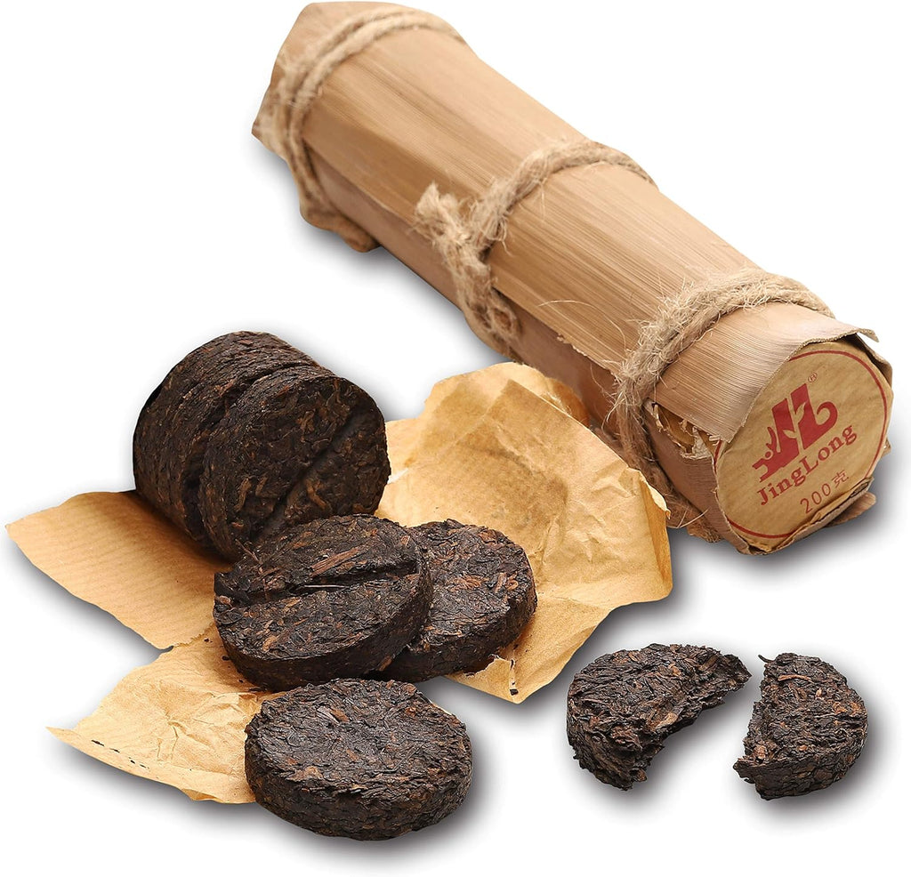 Jinglong Tea Factory - Pu-erh Tea in Bamboo Leaf Tube (80 Cups) Ripe Puerh Tea (7.1 Ounce)
