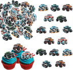 60 PCS Edible Truck Car Cupcake Toppers Edible Truck Car Cupcake Picks Monster Car Theme Birthday Party Cake Decorations for Baby Shower Kids Boys Girls Birthday Party Food Decorations Supplies