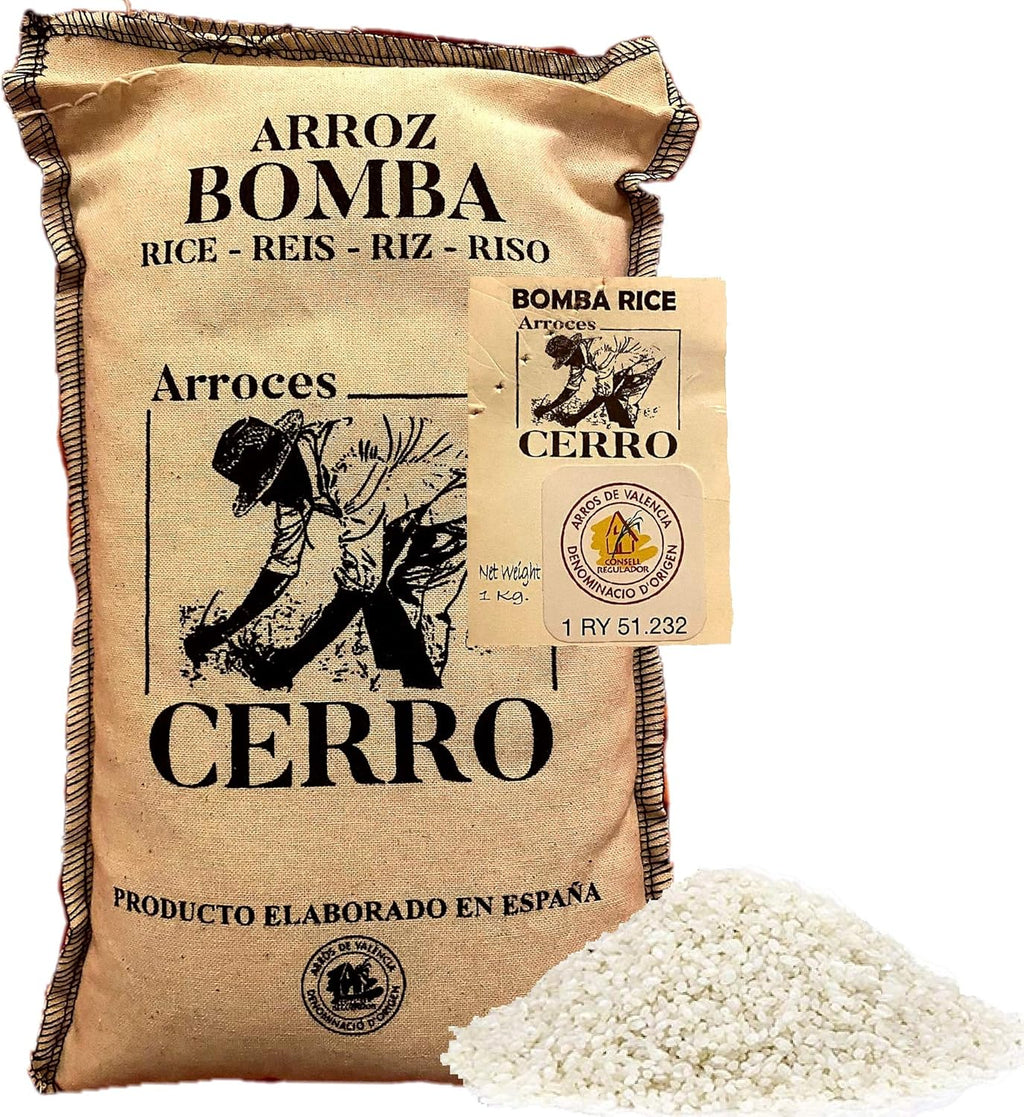 Bomba Paella Rice D. O. Valencia - Arroz Bomba, the White Rice from Spain 1 Kg (2.2 lbs)