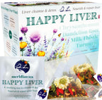 Dr. Lu’s Happy Liver Tea | 100% Natural Liver Cleanse Detox & Repair Tea Made in US | 11-Flavor Milk Thistle, Turmeric, Chrysanthemum, Licorice Root, Dandelion Root tea Blend for Liver Support
