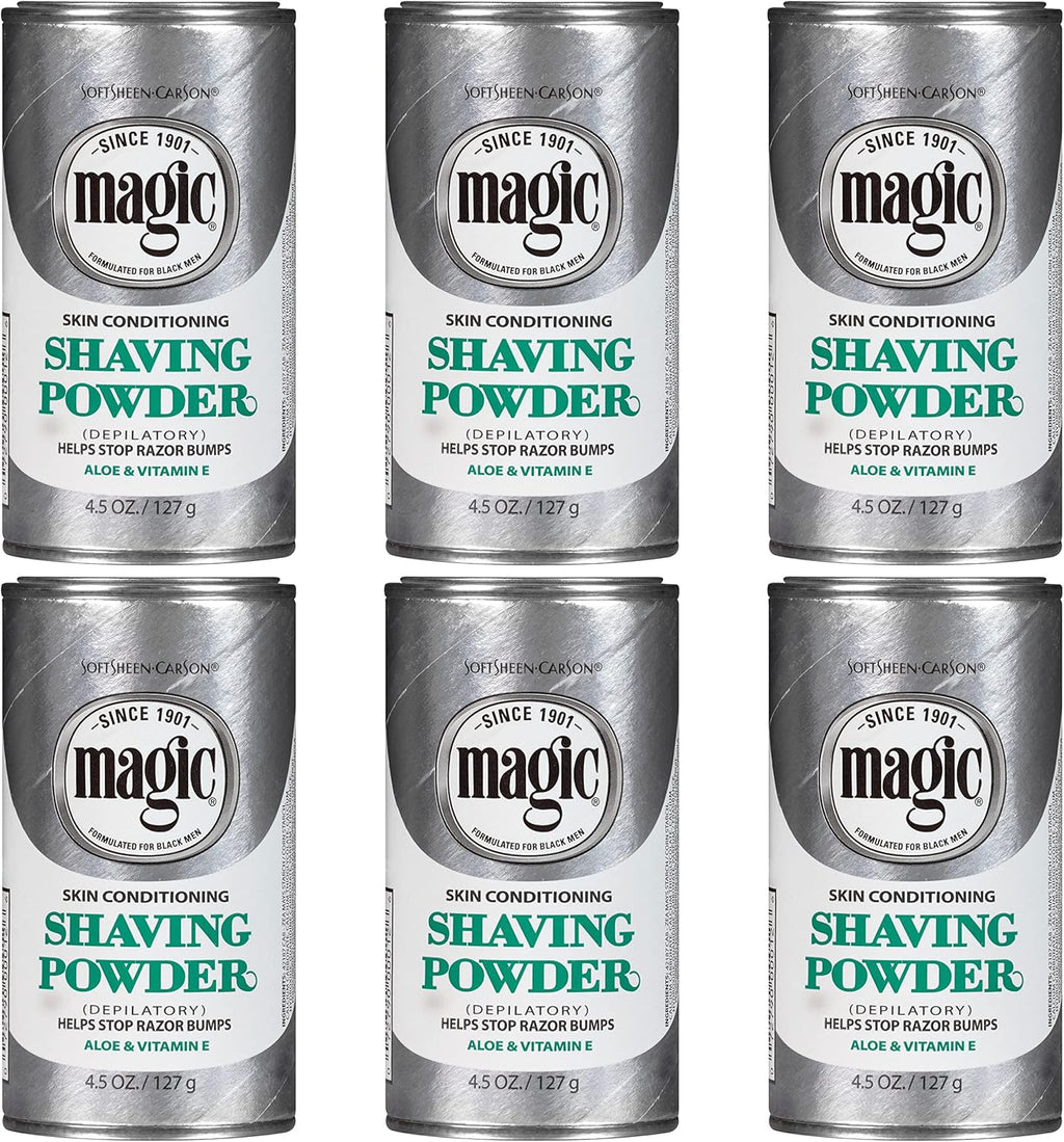 SoftSheen-Carson Magic Razorless Shaving for Men, Hair Removal Shave Powder, Helps Stop Razor Bumps Ingrown Hair, Condition, 6 Pack Conditioning 27 oz