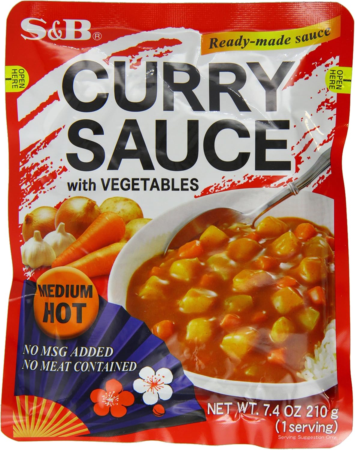 S&B Curry Sauce with Vegetables Medium Hot,7.4 Ounce (Pack of 10)