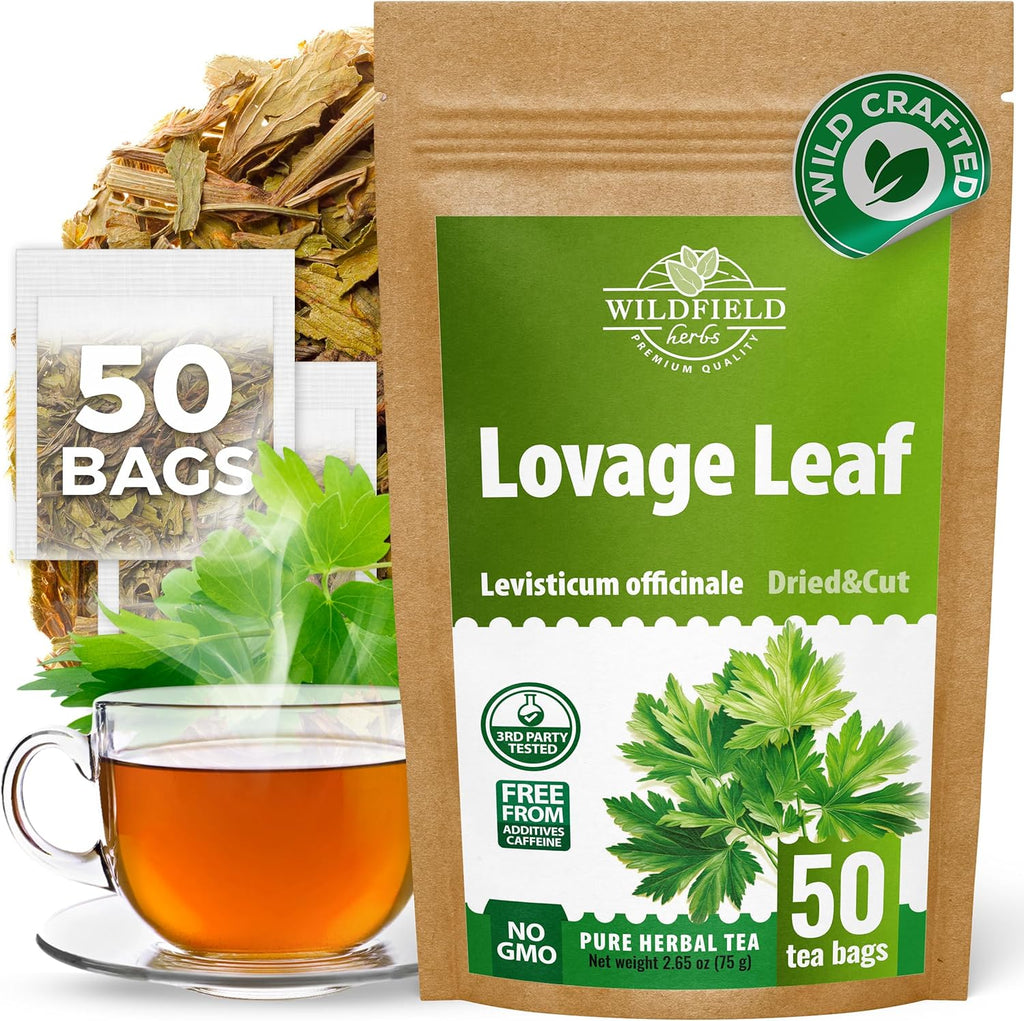 50 Bags Lovage Leaf Herb Tea (Levisticum Officinale) – 50 Count 1.5g Herbal Bags Hoja De Levístico