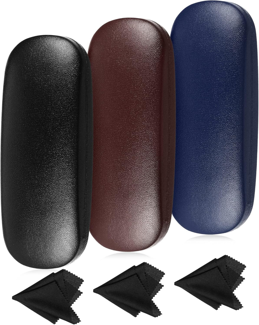 Frienda 3 Pieces Hard Shell Glasses Case Eyeglass Case Protective Sunglass Holder with Cleaning Cloth for Men Women Unisex
