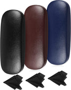 Frienda 3 Pieces Hard Shell Glasses Case Eyeglass Case Protective Sunglass Holder with Cleaning Cloth for Men Women Unisex