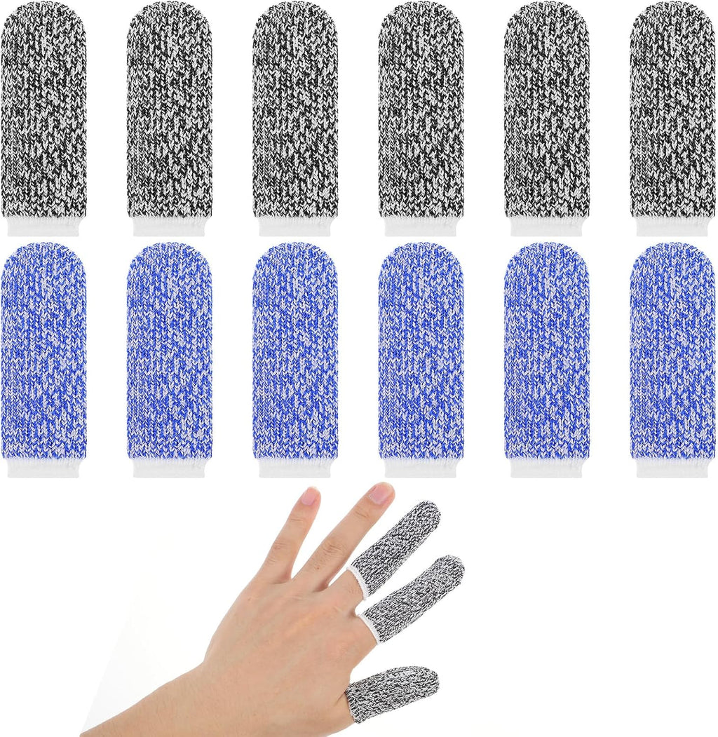 12 PCS Cut Resistant Finger Cots Finger Protector Guards for Cutting Food Reusable Fingers Sleeve Protection Cut Food Resistant Fingers Protector for Cutting Kitchen Grinding Garden Sculpture