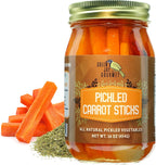 Green Jay Gourmet Spicy Pickled Carrot Sticks in a Jar - Fresh Hand Jarred Vegetables for Cooking & Pantry – Home Grown Pre-Prepared Pickled Carrot Sticks – Simple Natural Ingredients - 16 Ounce Jar