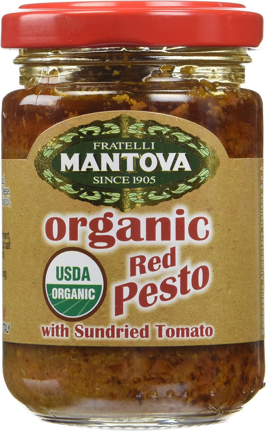 Mantova Organic Red Pesto with Sundried Tomato, 4.6 Ounce – Gourmet, Artisanal, and Flavor-Packed